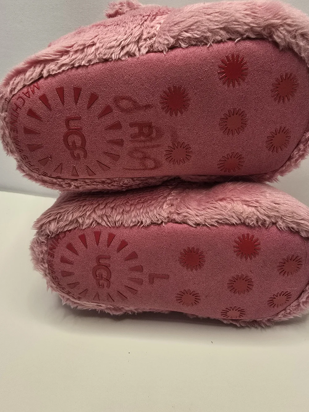 UGG Baby Booties Size 1 | Pink Plush Fuzzy Slippers Machine Washable